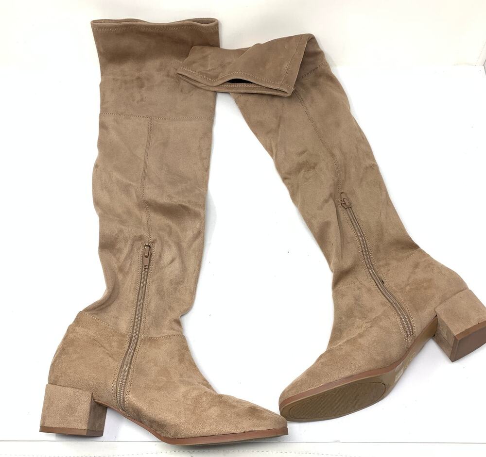 Chinese Laundry Women's Sz 6 US Side Zip Over the Knee Boot Solid Tan Faux Suede